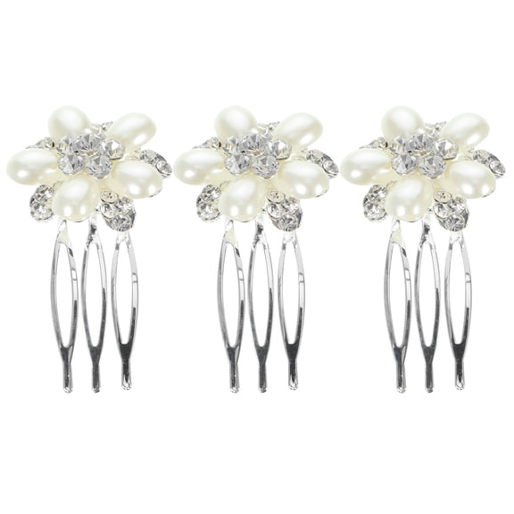 LOLIPPYY 3Pcs Jeweled Hair Clips for Women Metal White Elegant Design for Wedding Anniversary