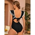 thumbnail image 3 of Alove One Piece Swimsuit Women V Neck Backless Ruched Tummy Control Monokini Swimwear, 3 of 7