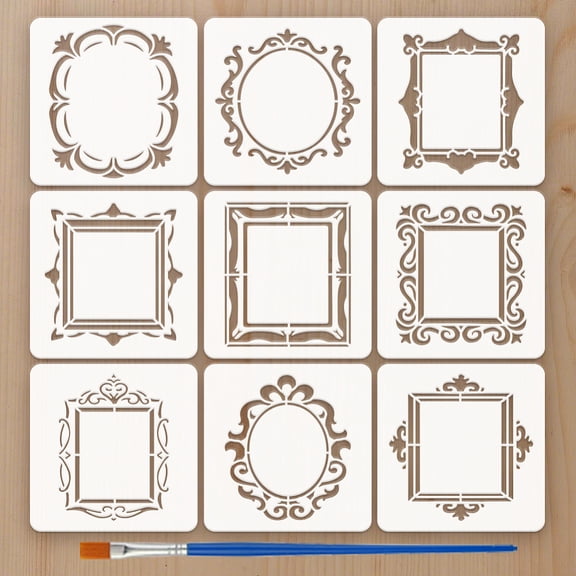 9Pcs Frame Shape Stencils