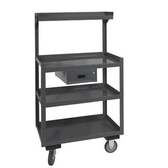 Durham PSD-2430-4-D-95 14 Gauge Steel Special Purpose Mobile Workstation with Drawer & 4 Shelves, Gray - 55.75 x 30 x 24 in.
