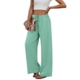 thumbnail image 5 of Antinious Ladies Solid Elastic Waist Straight Leg Daily Casual Long Pants, 5 of 5