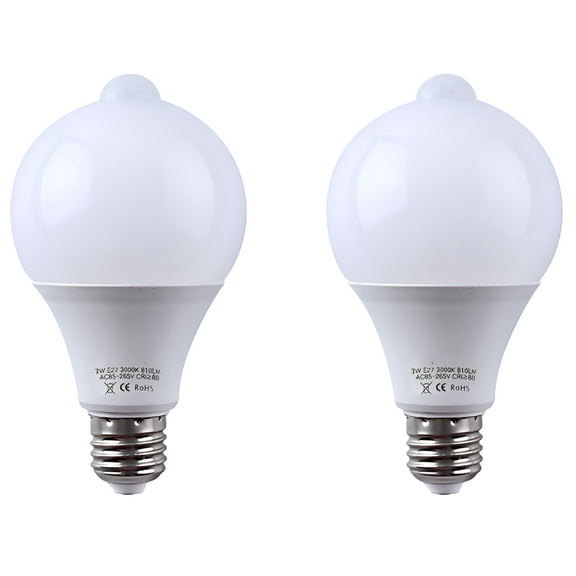 HIBIBUD 2Pack Motion Sensor Light Bulbs,Motion Activated Dusk to Dawn Outdoor Light Bulb,9W E26/E27 Cool White Movement Detector Auto,on/Off Indoor Outdoor Lighting for Front Door Porch Garage