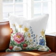 thumbnail image 2 of Watercolor Flowers Throw Pillow Cover Strawberry Cotton Linen Cushion Cover Throw Pillow Case with Invisible Zipper for Couch Sofa Bed Chair Car 18x18 Inch, 2 of 14