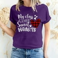 thumbnail image 2 of ICHUANYI Women's T-shirt Valentine's Day Letter Print Shirts Short Sleeve Crew Neck Tops Cloth New Trending, 2 of 5