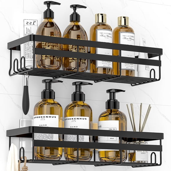 Estantería de ducha WOWBOX con adhesivo, paquete de 2 unidades, acero inoxidable, negro