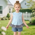 thumbnail image 2 of Mnyotv Toddler Girls Summer Clothes Ruffle Hem Sleeveless Tank Tops with Bowknots Casual Crewneck T Shirts Size 3-4 Years, 2 of 4