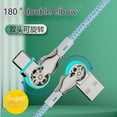thumbnail image 3 of USB Type-C Double Elbow Swivel with Light Nylon Braided Extension Mech Fast Charging Data Cable Car Universal Charging Cable LIGHTNING 1 m, 3 of 6