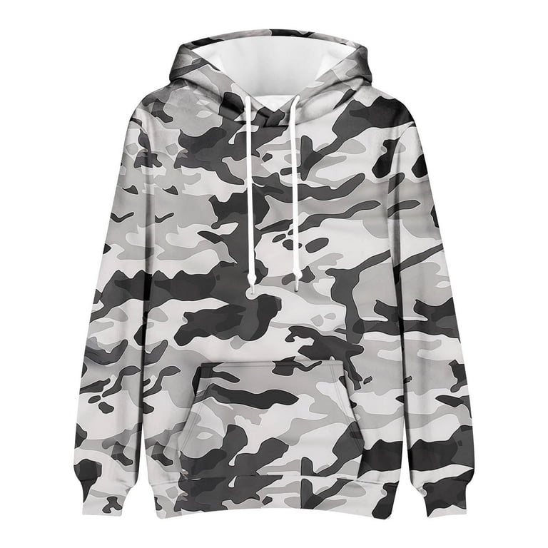ZCFZJW Mens Camo Hooded Pullover Sweatshirts Lightweight