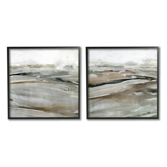Stupell Industries Abstract Brown Landscape Composition Painting Black Framed Art Print Wall Art, Set of 2, Design by Carol Robinson