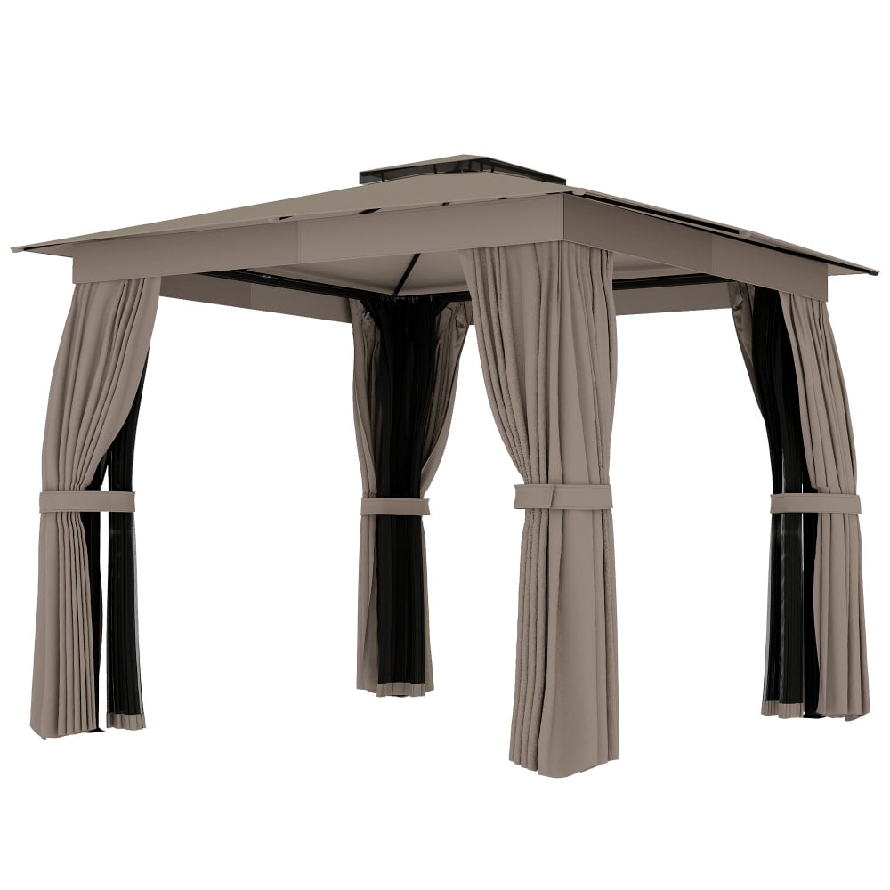 Khaki Finish Wood Gazebo - Natural Wood Outdoor Pavilion with Neutral Tone for Patio, Lawn & Outdoor Entertaining