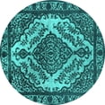 thumbnail image 1 of Ahgly Company Indoor Round Oriental Turquoise Blue Industrial Area Rugs, 4' Round, 1 of 4