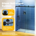 thumbnail image 6 of Sunrinx 56–60" W x 76" H Frameless Soft-Close Single Sliding Glass Shower Door, Tempered Glass Shower Door with Explosion-Proof Coating for Bathroom Matte Black, 6 of 12
