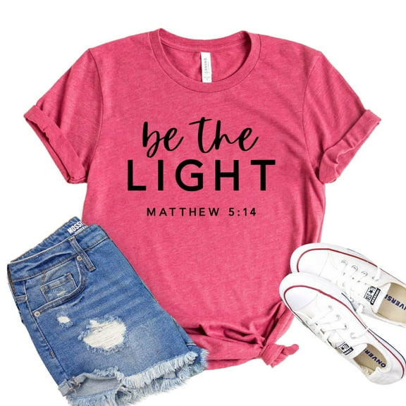 Be The Light Shirt Christian Shirts Women's Faith Tee Positive Vibes T-shirt Matthew 5:14 Tshirt Inspirational Gift