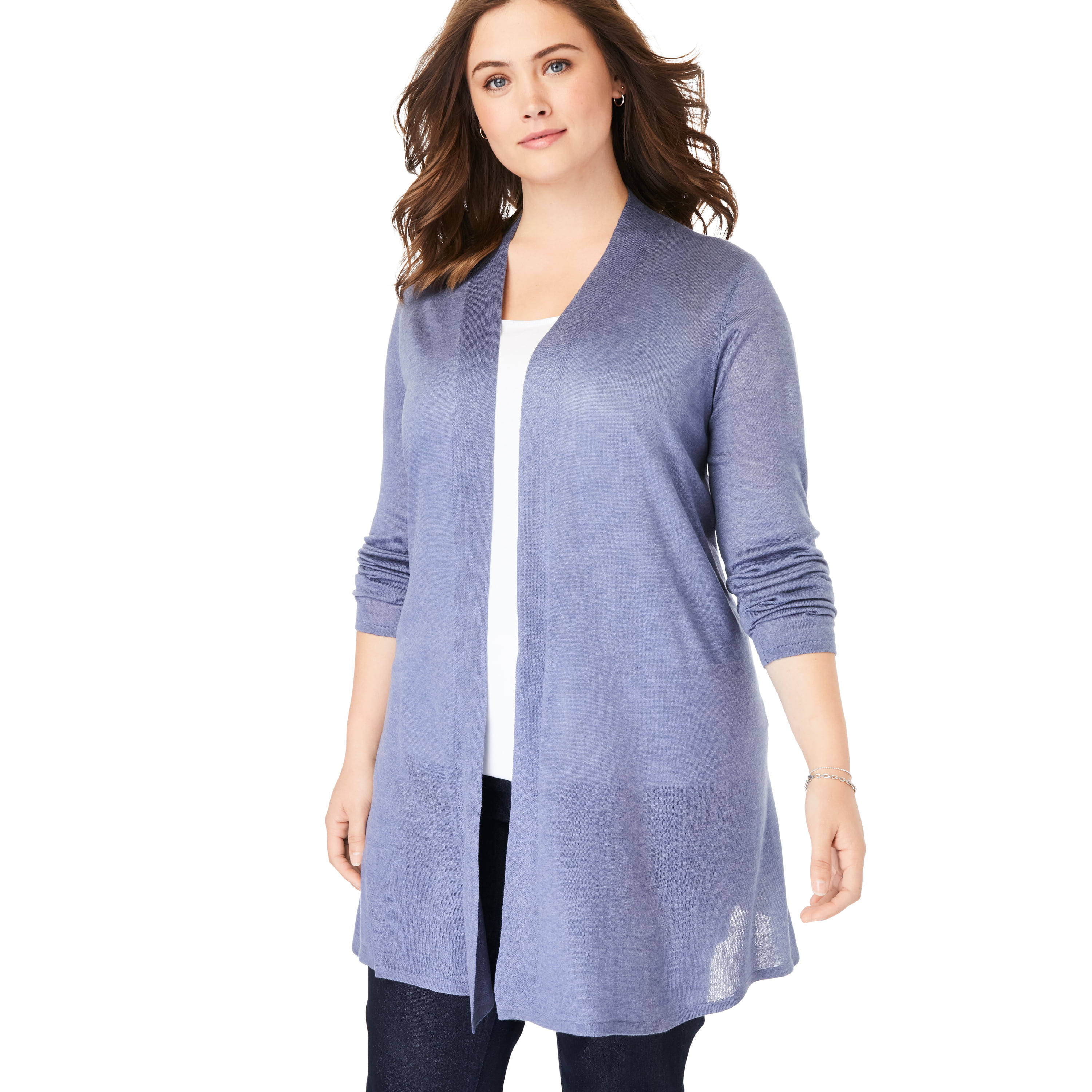 Woman Within Womens Plus Size Lightweight Open Front Cardigan 