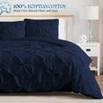 thumbnail image 3 of 600 Thread Count Egyptian Cotton 3-Piece Pinch Pleated Duvet Cover Set with Zipper Closure - Alaskan King Size ( 120" x 132" ) Inches, (Navy Blue), 3 of 5