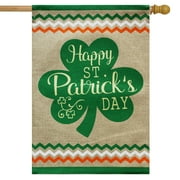 Briarwood Lane St. Patrick's Day Clover Burlap House Flag