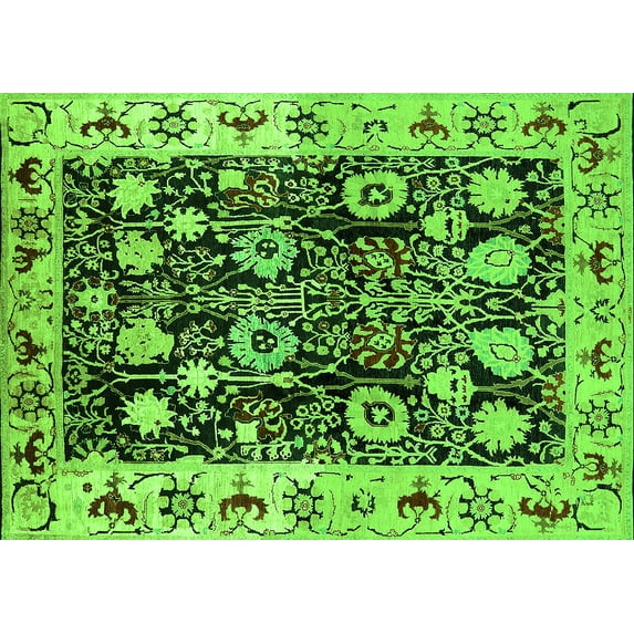 Ahgly Company Indoor Rectangle Oriental Green Traditional Area Rugs, 8' x 10'
