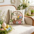 thumbnail image 5 of Bisitoy Easter Pillow Covers - Set of 4 18 Inch Floral Egg Bunny Decor Cushion Covers for Home, 5 of 7