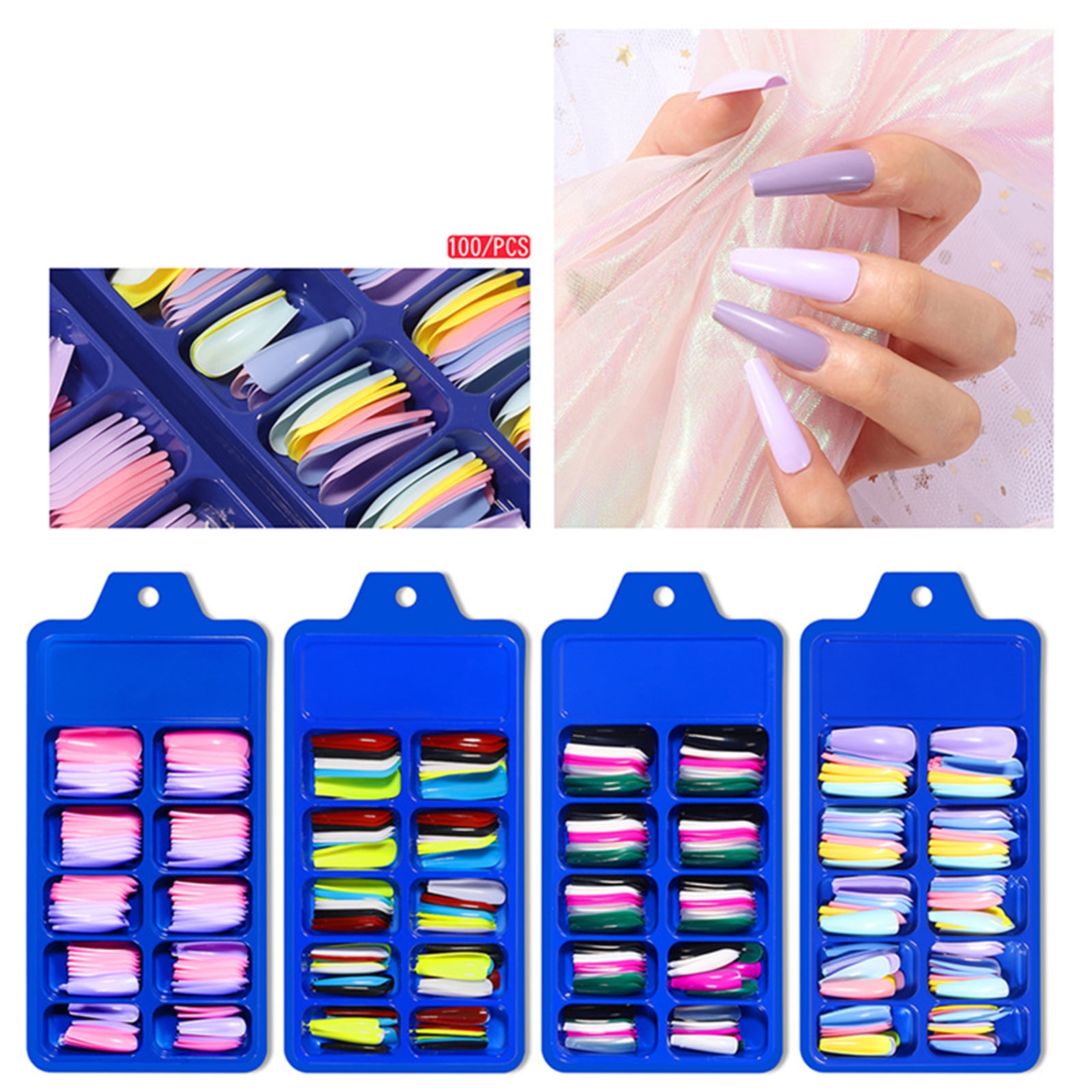 Tomshine 100PCS Fake Nails Tips Clear Acrylic Nail Tips Full Cover