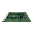 thumbnail image 2 of Ahgly Company Machine Washable Indoor Rectangle Medallion Turquoise Blue Traditional Area Rugs, 8' x 10', 2 of 4