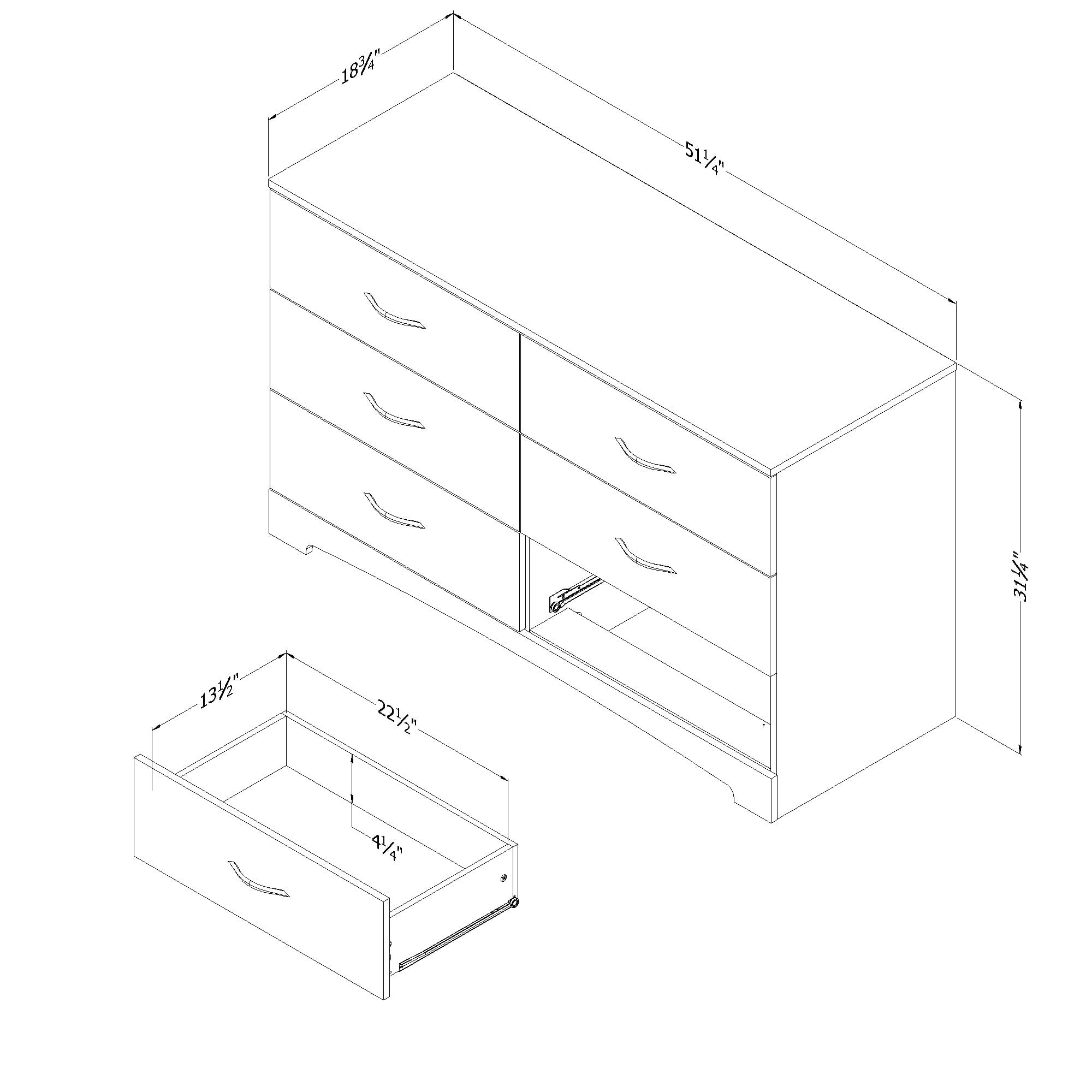 South Shore Step One 6-Drawer Dresser for Adult, in Pure Black