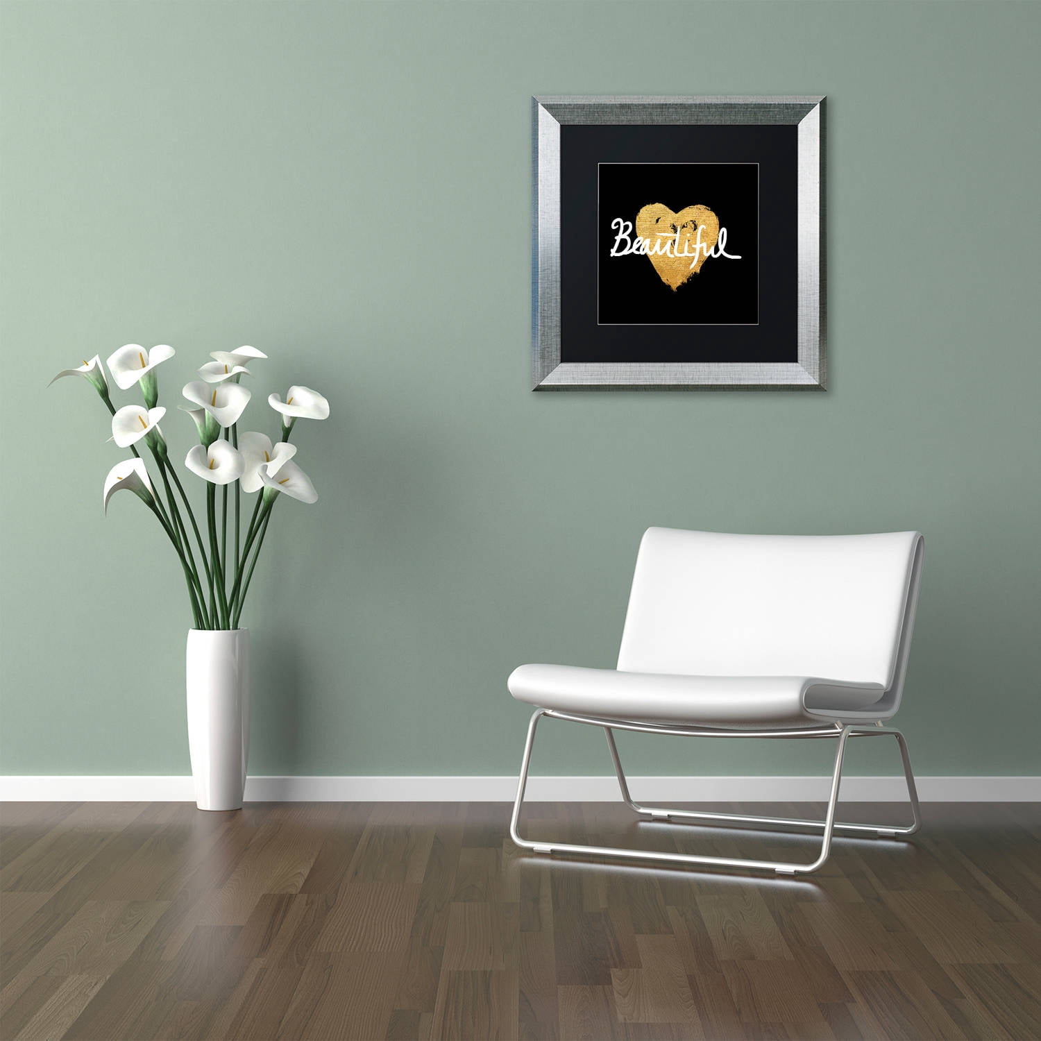 Trademark Fine Art "Beautiful On Black" Canvas Art by Lisa Powell Braun, Black Matte, Silver Frame