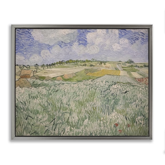 Stupell Industries Transitional Plain Near Auvers Van Gogh Classic Gray Floating Frame Canvas Art, 21 x 17, by Vincent Van Gogh