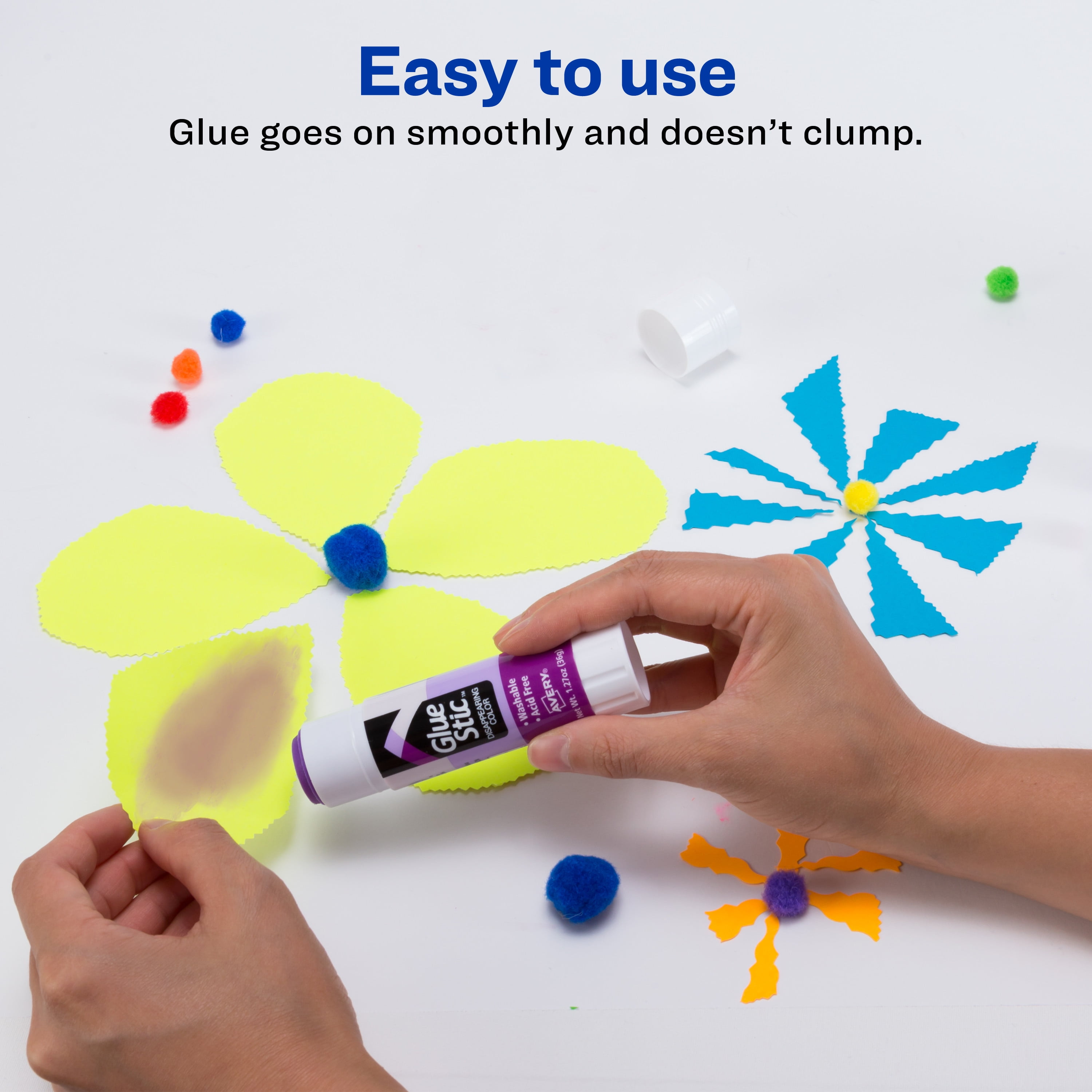Avery Glue Sticks Disappearing Purple Color, 1.27 oz, Washable, Nontoxic,  Permanent Glue, 12 Glue Stics (00226)