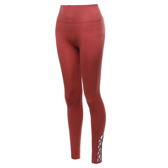 FashionOutfit Women's High Waist Diamond Shape Band Tummy-Control Seamlesss Leggings