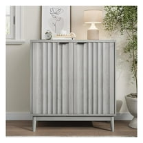 Fluted Sideboard Cabinet, Wash Grey Buffet Storage - Adjustable Shelf, Living Room TV Stand, Modern Accent Cabinet