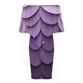 thumbnail image 5 of Abstract Vector Purple Disc Women's Off The Shoulder Ruffles Summer Wedding Guest Loose Casual Party Beach Dress, 5 of 9