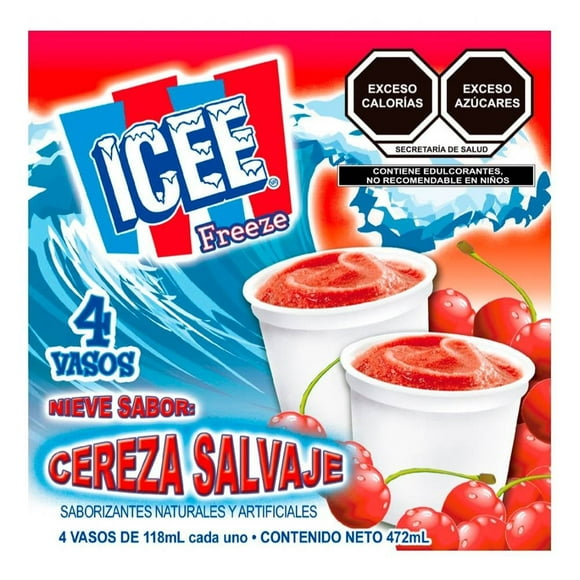 Nieve Icee freeze sabor cereza salvaje 4 pzas de 118 ml c/u