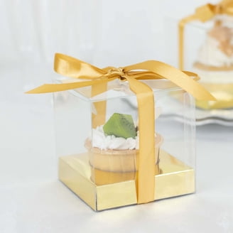 BENECREAT 15 Pcs Clear Gift Box, 9x9x12cm Plastic Fold Favor