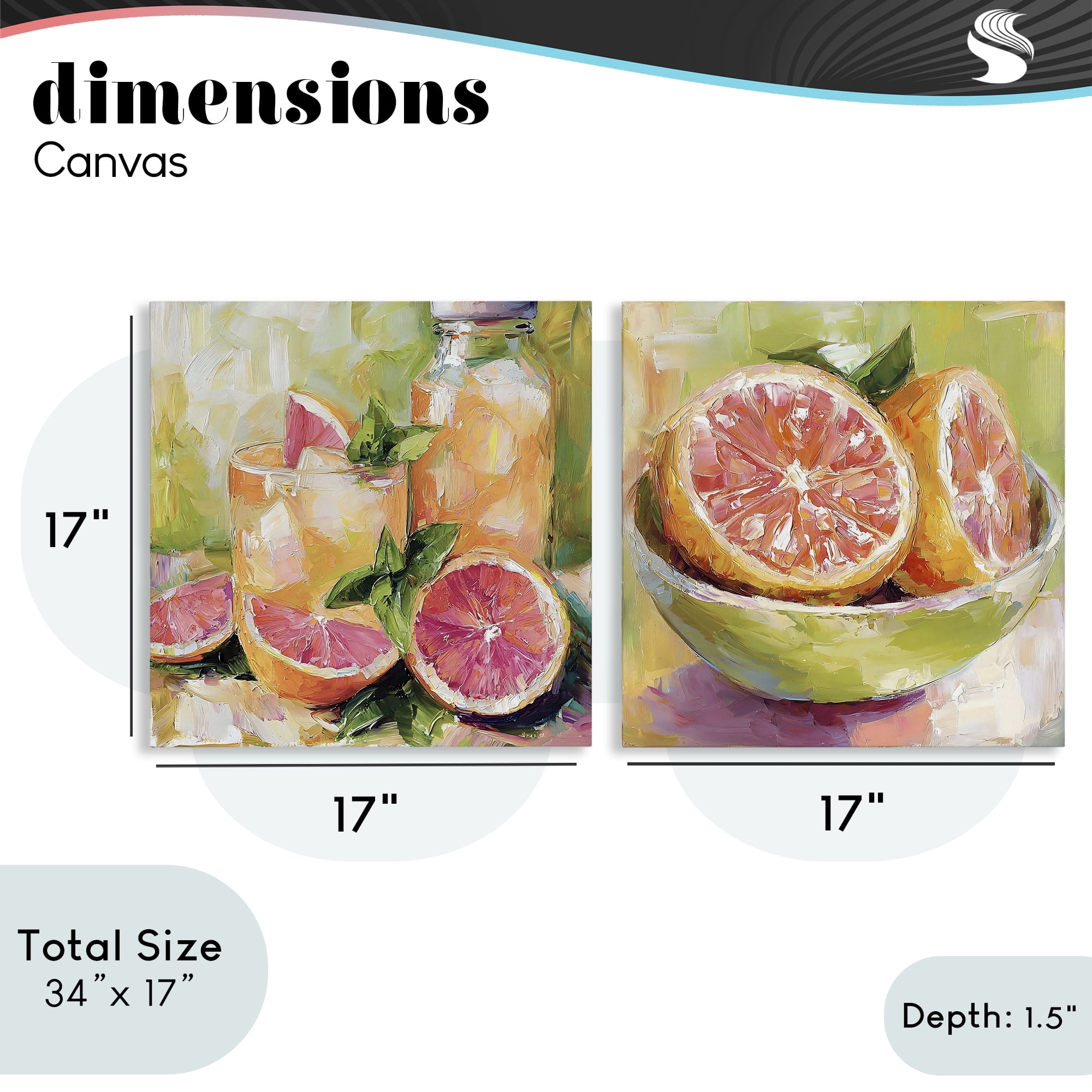 Stupell Industries Grapefruit Drinks & Fruits 2 Piece Canvas Wall Art Set, design by Riley B