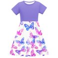 thumbnail image 7 of HOMADLES Summer Kids Girls Dresses Crewneck Soft Stretch, Printed Sundress Purple 5 T, 7 of 7