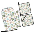 thumbnail image 1 of Lovely Love Graffiti Oven Mitts and Pot Holders Sets Baking Sets for Kitchen BBQ Gloves Heat Resistant Cooking Romantic 4 Pieces, 1 of 8
