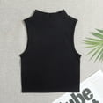 thumbnail image 2 of Lovskoo Knit Summer Tops for Women 2024 Tank Tops Scoop Neck Sleeveless Turtleneck Tight Solid Color Camisoles Sports Yoga Elastic Tank Tops Black, 2 of 4