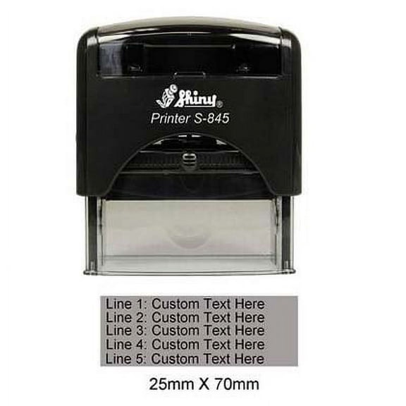 Self Inking Rubber Stamp Shiny Stamper Upto 5 Lines Of Custom Text 25mm x 70mm