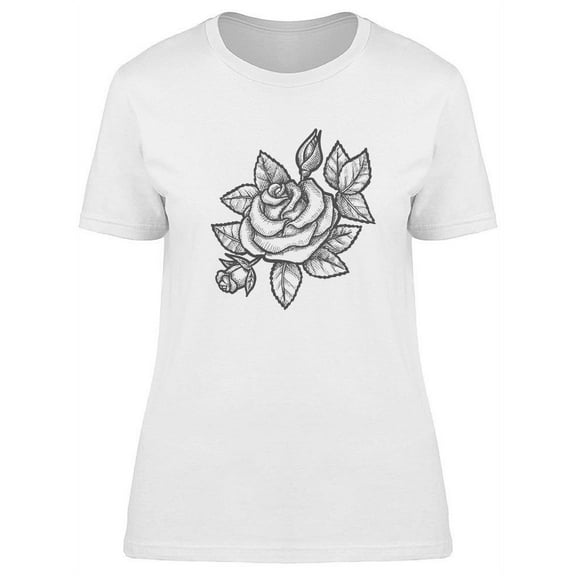 Rose Sketch T-Shirt Women -Image by Shutterstock, Female Large