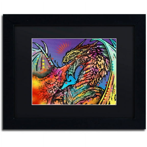 Trademark Fine Art "Dragon" Canvas Art by Dean Russo, Black Matte, Black Frame