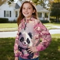 thumbnail image 3 of Uorisanigo Kids Girls Half Zip Pullover Sweatshirt Fall Trendy Cherry Blossom Panda Quarter Zip Pullover Sweatshirts Loose Long Sleeve Workout Shirts Comfy Jackets Sweaters No Hood, 3 of 7