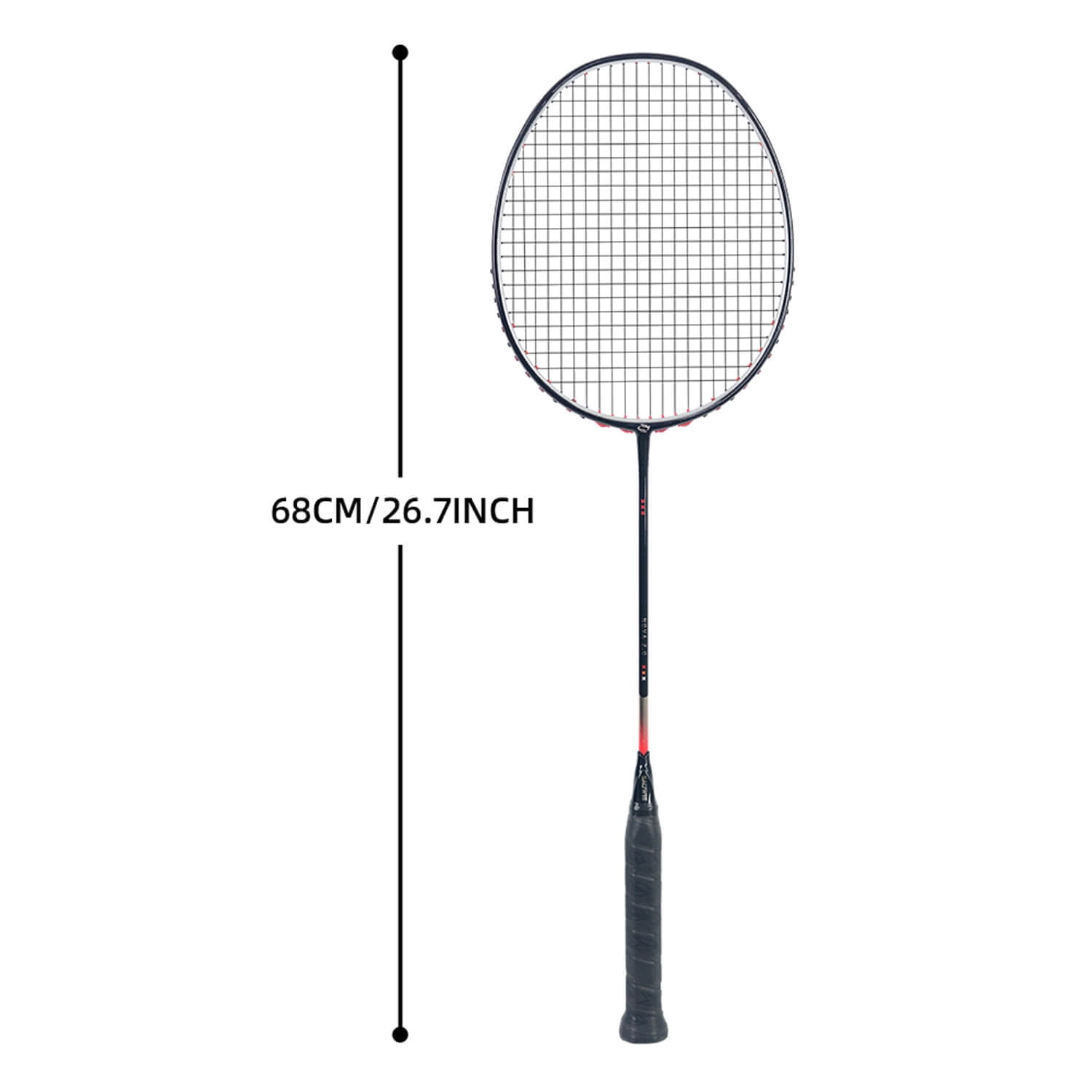 NOVA Upgraded Badminton Racket - T800+30T Full Carbon Fiber, 5U 77±3g (Unstrung), Offensive (305±5mm), 28-32lbs, Carbon Cloth Bottom Cover, Fish Mouth Sharp Cone Cover, Gradient Electroplated Design