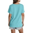 thumbnail image 5 of ABATAB Womens Tops V Neck Short Sleeve Pleated T Shirts Fashion Summer Solid Color Tees Casual Tunic Blouse, 5 of 7