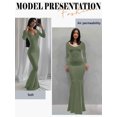 thumbnail image 4 of Xuanfei Women Boat Neck Solid Color Long Sleeve Bodycon Fishtail Dress, 4 of 4