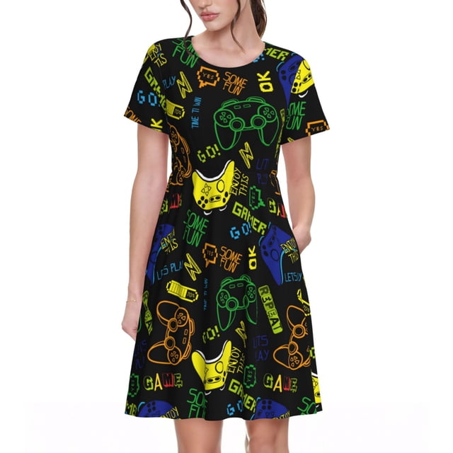 Balery Game Play Vestidos sueltos de manga corta para mujer, vestidos de verano 2025, vestidos casuales de corte A con vuelo.