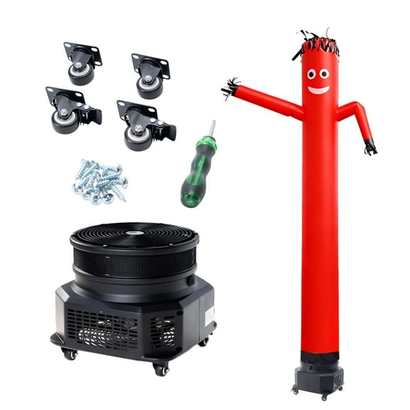 KFFKFF Inflatable Tube Man with Blower, 10 ft Tall, Waving Wind Dancing Tube Guy with 3/4 HP Waterproof Blower Fan, Ideal for Outdoor Advertising and Store Decoration, Red