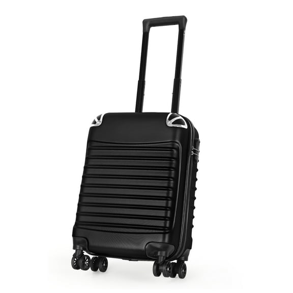 Horizontal Stripe Luggage Travel Sliding Wheels 20" Black