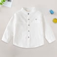 thumbnail image 2 of Pandaie Toddler Boys Dress Shirt Button Down Long Sleeve Lapel Collar Kids School Uniform Casual Blouse Size 1-8 Years, 2 of 5