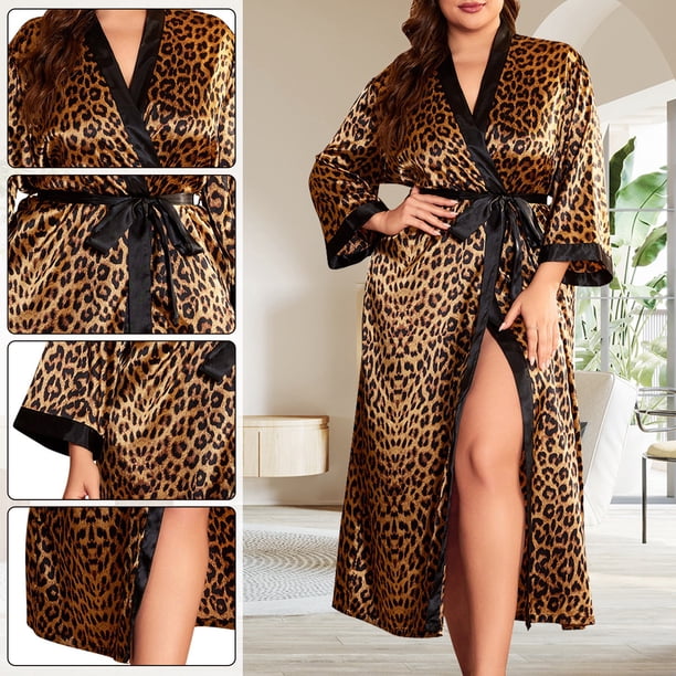 Satin Nightgown for Women Plus Size Silk Floral Kimono Robes Lightweight  Bathrobe Nightdress V-Neck Long Sleepwear Oversized Dressing Gowns  Loungewear for Ladies, Red flower 5XL - Walmart Business Supplies