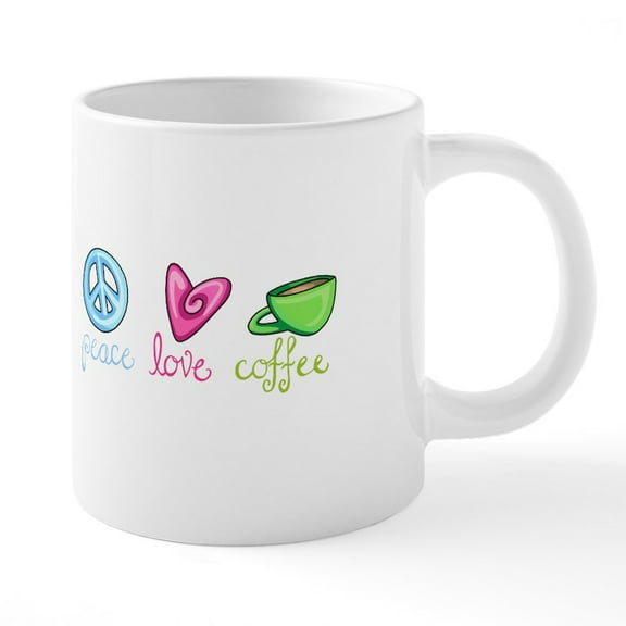 CafePress - PEACE LOVE COFFEE Mugs - 20 Oz White Ceramic Mega Mug
